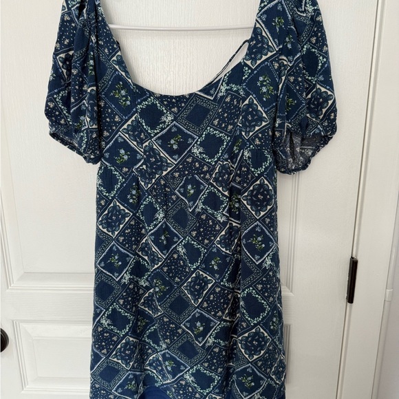 Altar'd State Blue Puff Sleeve Sundress - Picture 1 of 8